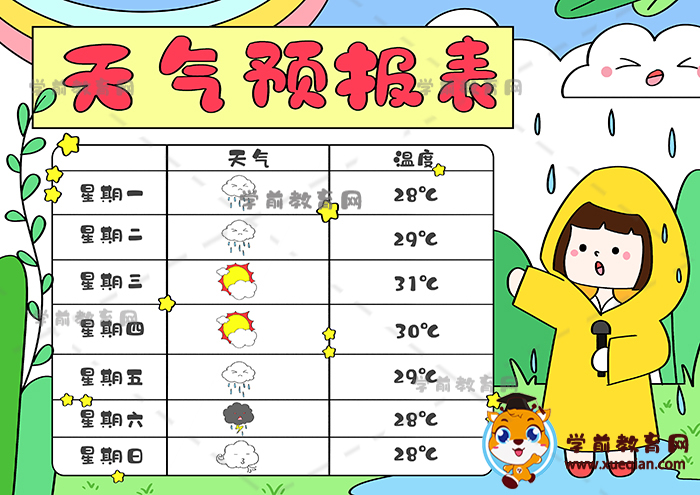 天氣預報表手抄報